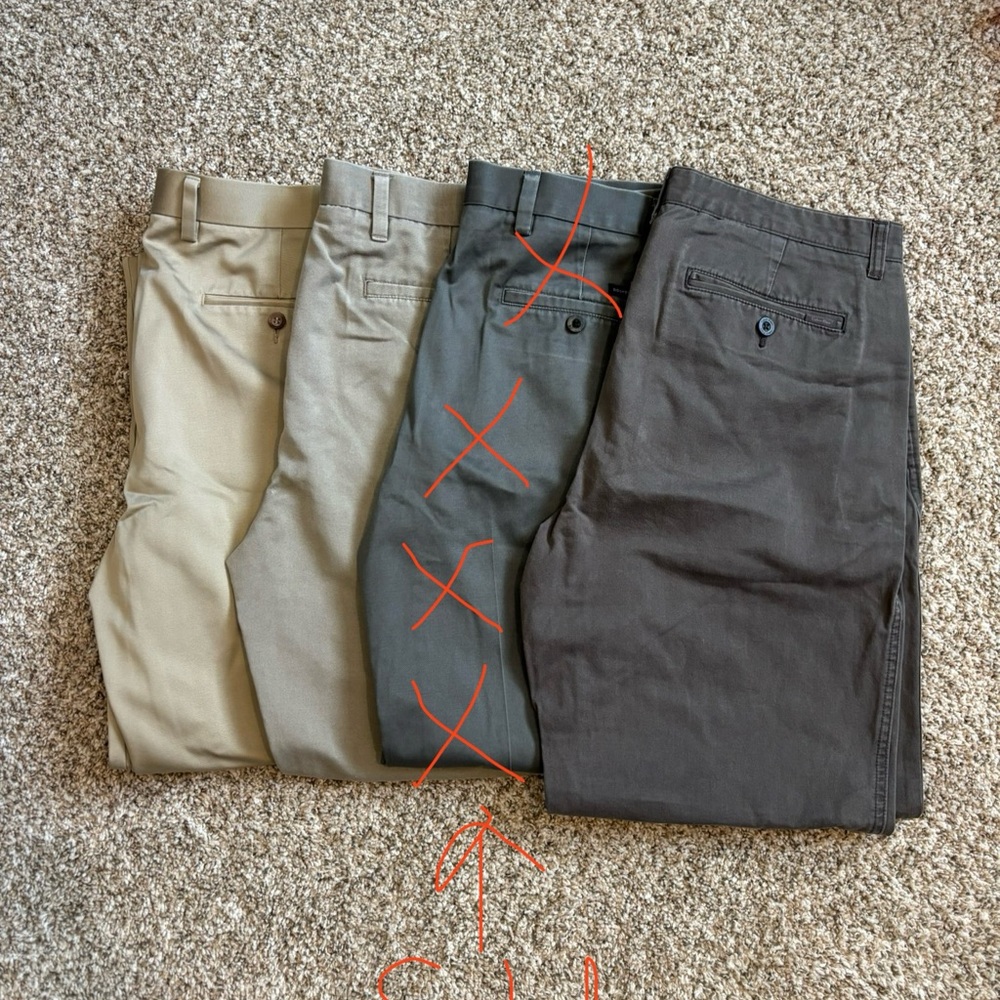 Lot of 3 Men's Classic Fit Pants - Khaki, Beige, Dark Gray